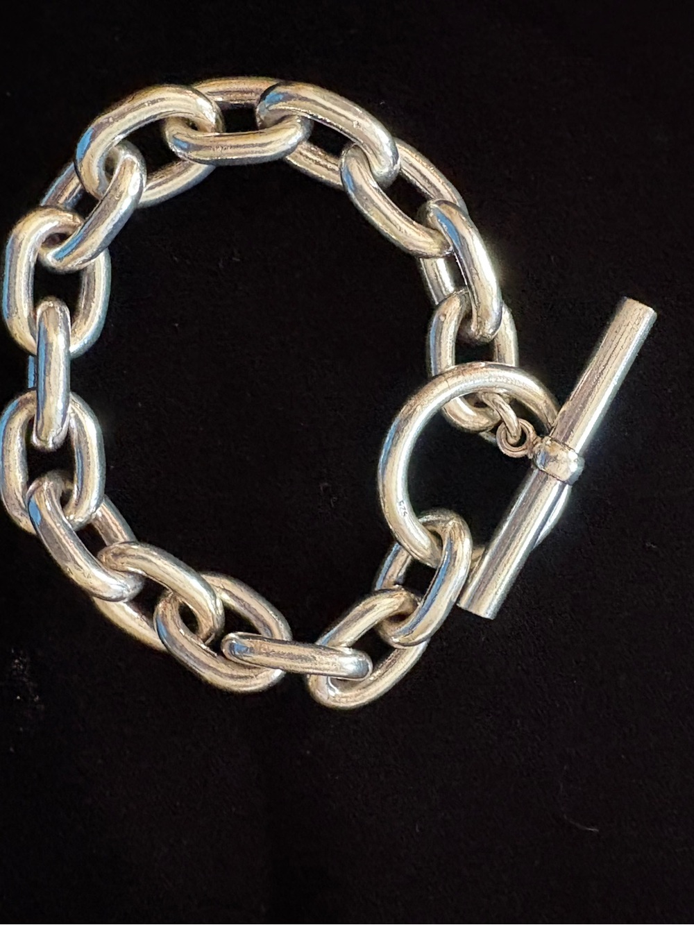 Sterling Silver Chunky Chain Toggle Bracelet - Unbranded